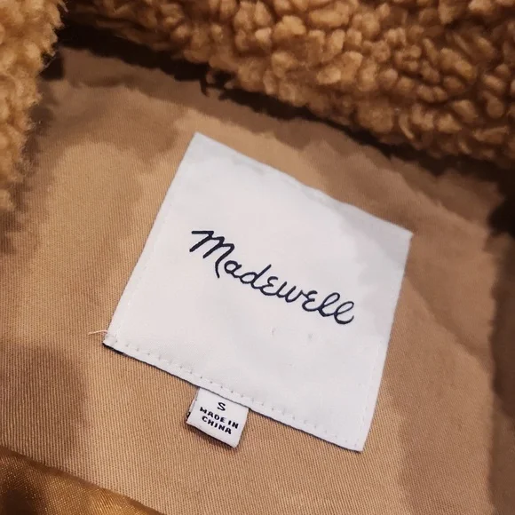 Madewell Light Brown Womens Small Fuzzy Button Down Jacket Granola - Picture 3 of 5